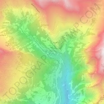 Mappa topografica Tsandra d'en Haut, altitudine, rilievo