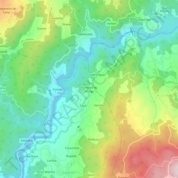 Mappa topografica Fontelas do Vouga, altitudine, rilievo