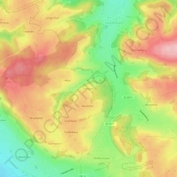 Mappa topografica Ehmanns, altitudine, rilievo
