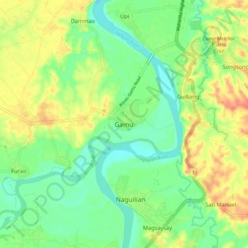 Mappa topografica Gamu, altitudine, rilievo