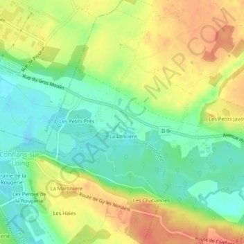 Mappa topografica Le Moulin Plateau, altitudine, rilievo