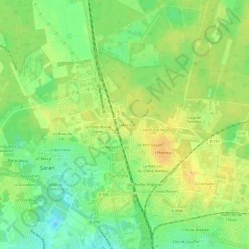 Mappa topografica Le Colombier, altitudine, rilievo