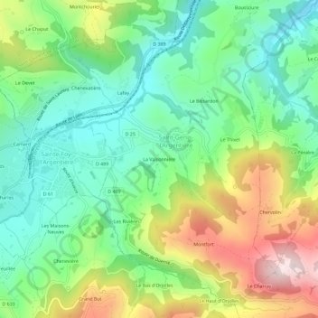 Mappa topografica La Valsonnière, altitudine, rilievo