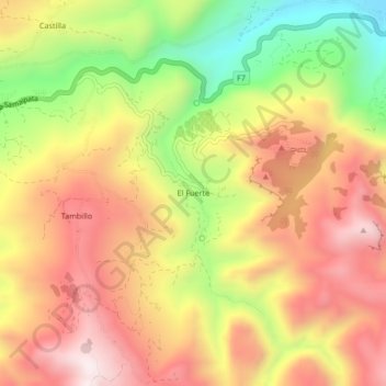 Mappa topografica El Fuerte, altitudine, rilievo