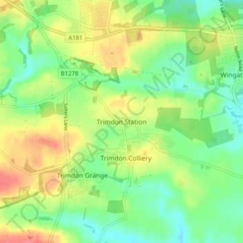 Mappa topografica Trimdon Station, altitudine, rilievo