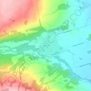 Mappa topografica Creemore, altitudine, rilievo