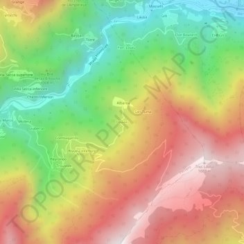 Mappa topografica Olivieri, altitudine, rilievo