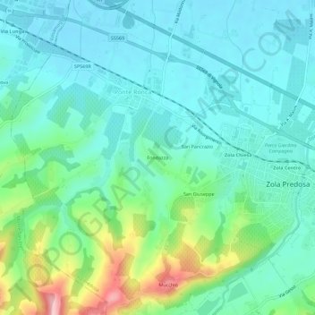 Mappa topografica Fondazza, altitudine, rilievo