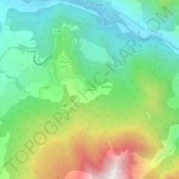 Mappa topografica Le Prayet, altitudine, rilievo
