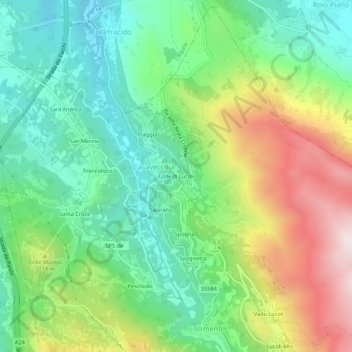 Mappa topografica Colle di Lucoli, altitudine, rilievo
