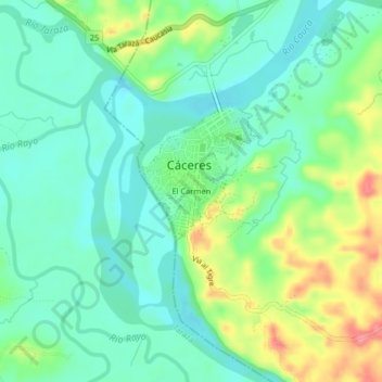 Mappa topografica El Carmen, altitudine, rilievo