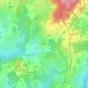 Mappa topografica La Roussie, altitudine, rilievo