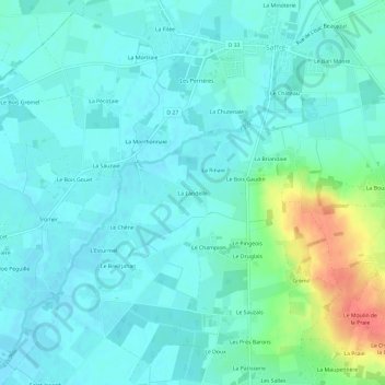 Mappa topografica La Landelle, altitudine, rilievo