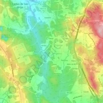 Mappa topografica Quintã, altitudine, rilievo