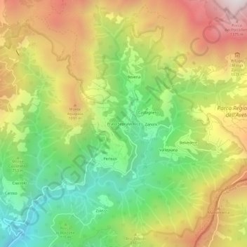 Mappa topografica Prato Sopralacroce, altitudine, rilievo