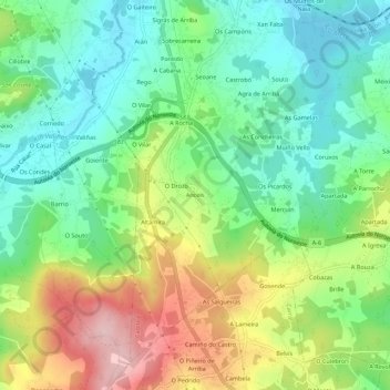 Mappa topografica Anceis, altitudine, rilievo