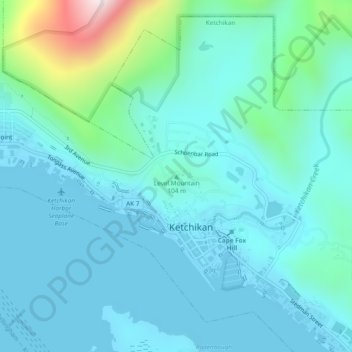 Mappa topografica Level Mountain, altitudine, rilievo