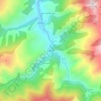 Mappa topografica La Paraya, altitudine, rilievo