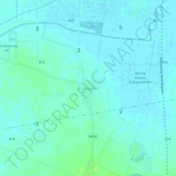 Mappa topografica Kuragallu, altitudine, rilievo