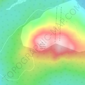 Mappa topografica Mount Timothy, altitudine, rilievo