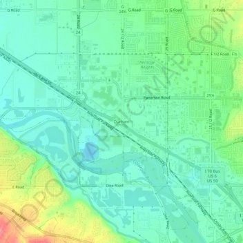 Mappa topografica Durham, altitudine, rilievo