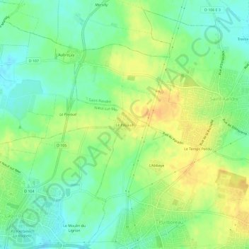 Mappa topografica Le Payaud, altitudine, rilievo