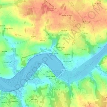 Mappa topografica Vieille Roche, altitudine, rilievo