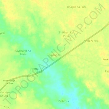 Mappa topografica Rajaudha, altitudine, rilievo