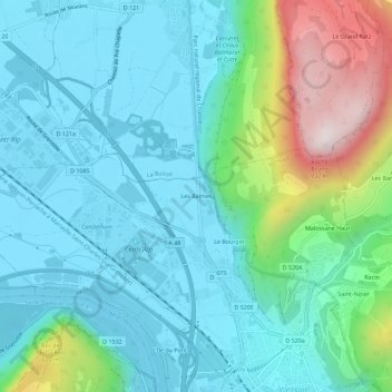 Mappa topografica Les Balmes, altitudine, rilievo