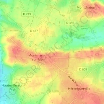 Mappa topografica Les Perrières de Bas, altitudine, rilievo