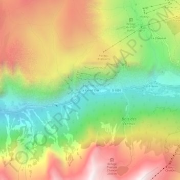 Mappa topografica Le Grand Clot, altitudine, rilievo