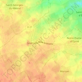 Mappa topografica Le Calvaire, altitudine, rilievo