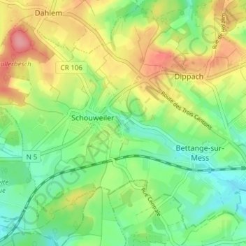 Mappa topografica Sprinkange, altitudine, rilievo
