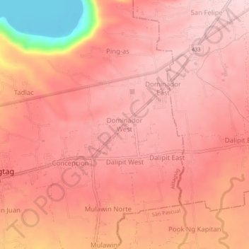 Mappa topografica Dominador West, altitudine, rilievo