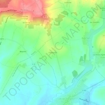 Mappa topografica Chaumoux, altitudine, rilievo