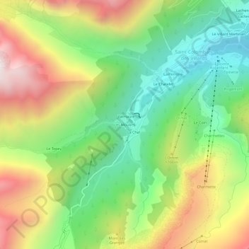 Mappa topografica Les Moulins, altitudine, rilievo