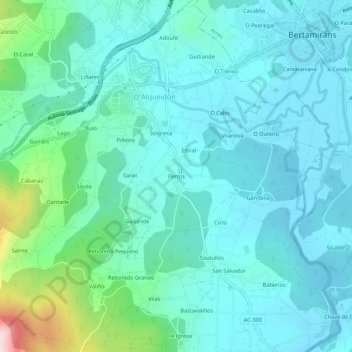 Mappa topografica Perros, altitudine, rilievo