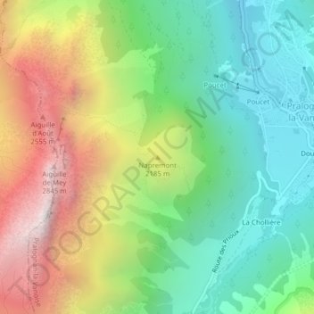 Mappa topografica Napremont, altitudine, rilievo