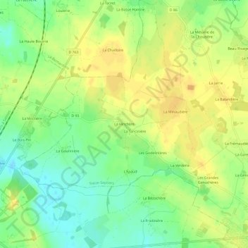 Mappa topografica La Hinchère, altitudine, rilievo
