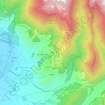 Mappa topografica Colle, altitudine, rilievo