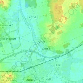 Mappa topografica Karche, altitudine, rilievo