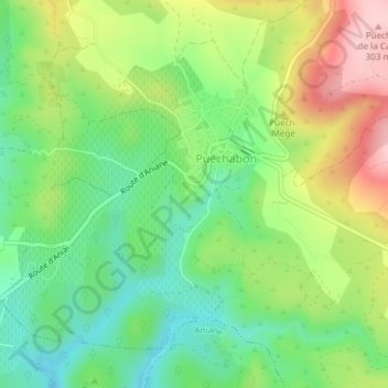 Mappa topografica Regagnas, altitudine, rilievo