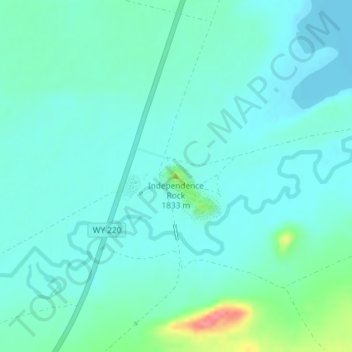 Mappa topografica Independence Rock, altitudine, rilievo