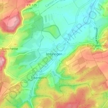 Mappa topografica Imbringen, altitudine, rilievo