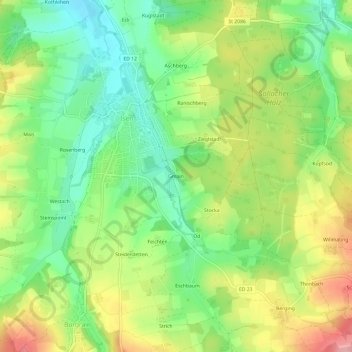 Mappa topografica Gmain, altitudine, rilievo