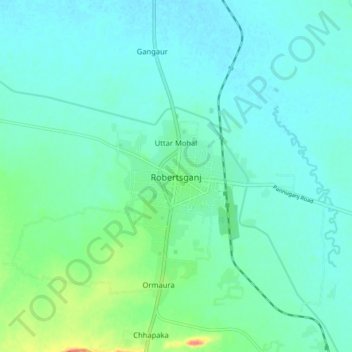 Mappa topografica Robertsganj, altitudine, rilievo