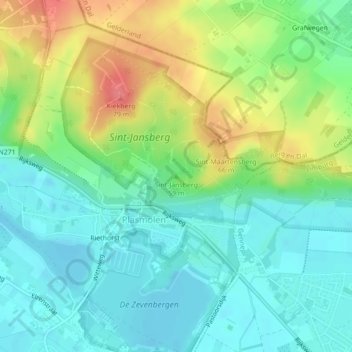 Mappa topografica Sint-Jansberg, altitudine, rilievo