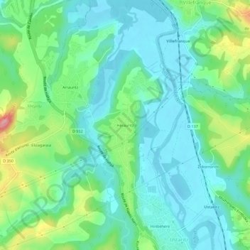 Mappa topografica Hérauritz, altitudine, rilievo