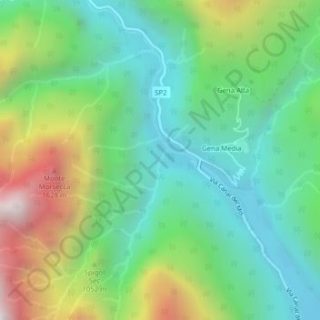 Mappa topografica Cadini del Brenton, altitudine, rilievo