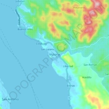 Mappa topografica Victoria, altitudine, rilievo